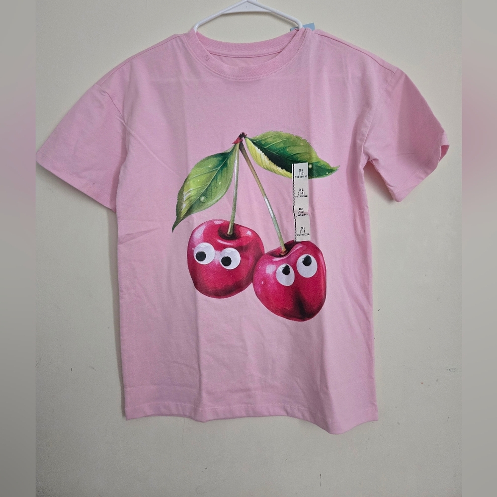 Cat & Jack Girls’ Pink Cherry Graphic Tee – Size XL
